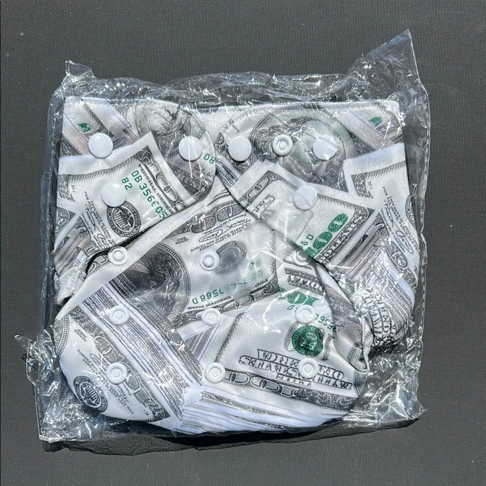 New $100 Hundred Dollar Print Washable Reusable Cloth Diaper Baby